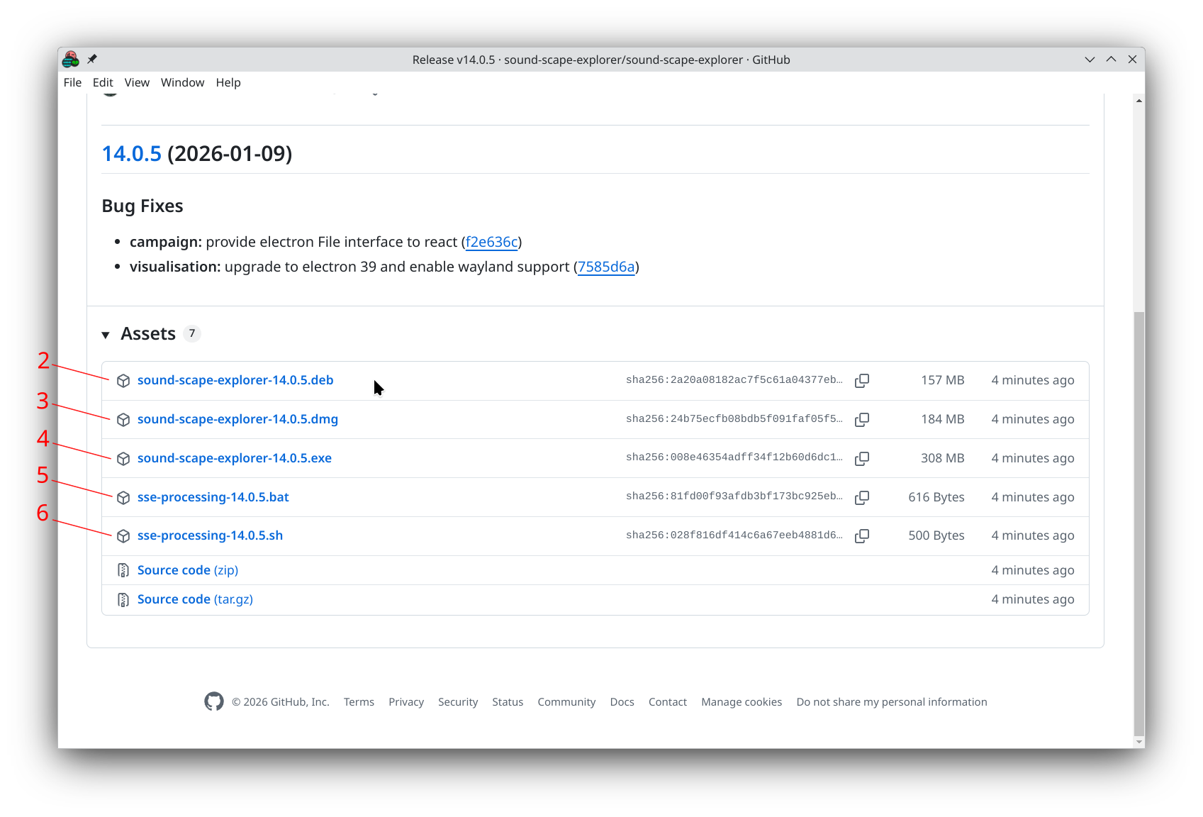 Latest release GitHub window